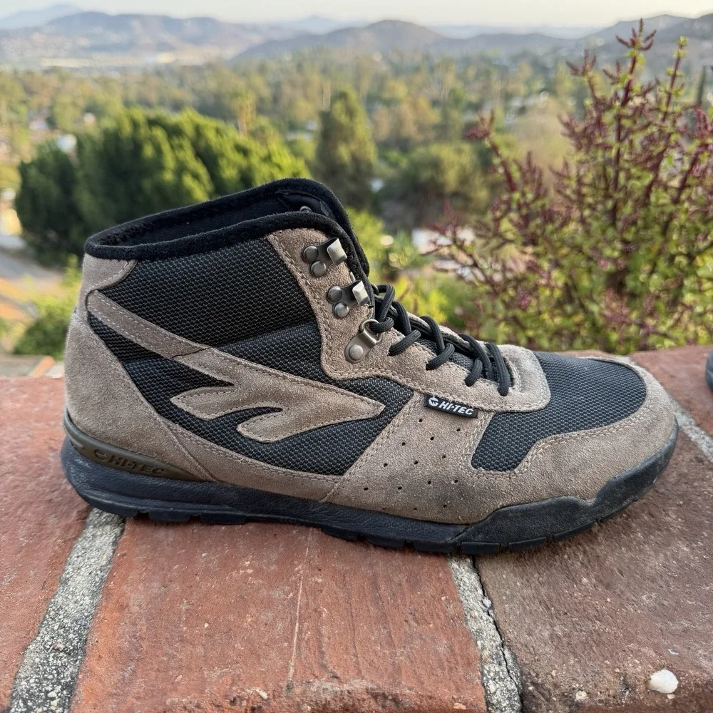 Hi-Tec Crestone Mens 11 Brown Suede Mid Top Hiking Boots Trail Outdoor Shoes